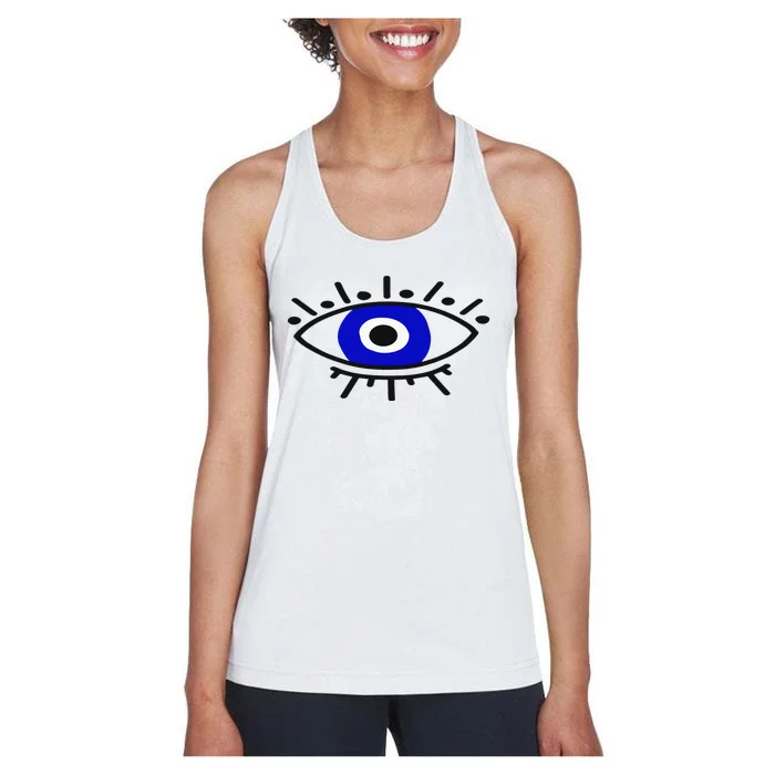 Evil Eye Curse Protection Hand Of Hamsa Seeing Eyes Evil Eye Women's Racerback Tank