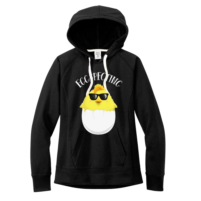 Eggspecting Easter Chick Spring Pregnancy Announcement Women's Fleece Hoodie