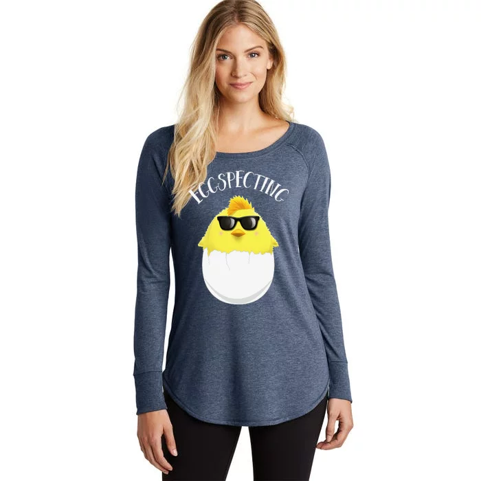 Eggspecting Easter Chick Spring Pregnancy Announcement Women's Perfect Tri Tunic Long Sleeve Shirt