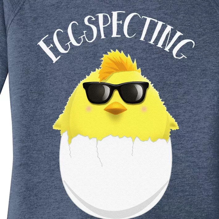 Eggspecting Easter Chick Spring Pregnancy Announcement Women's Perfect Tri Tunic Long Sleeve Shirt