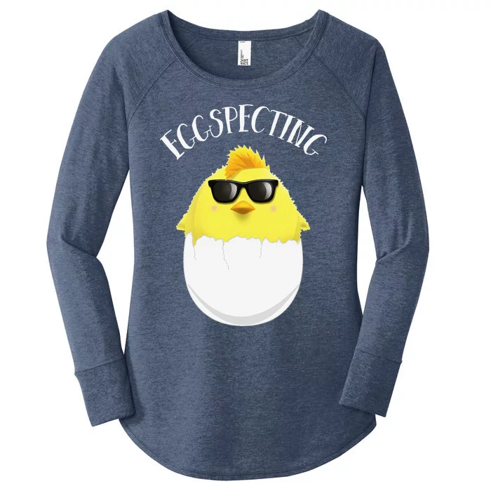 Eggspecting Easter Chick Spring Pregnancy Announcement Women's Perfect Tri Tunic Long Sleeve Shirt