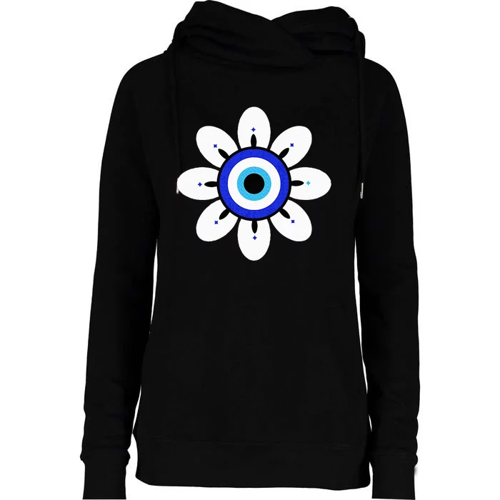 Evil Eye Cute Flower Esoteric Mystical Aesthetic Womens Funnel Neck Pullover Hood