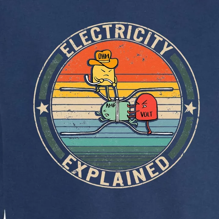 Electricity Explained Cute Ohm Volt Amp Electrical Engineer Garment-Dyed Sweatshirt