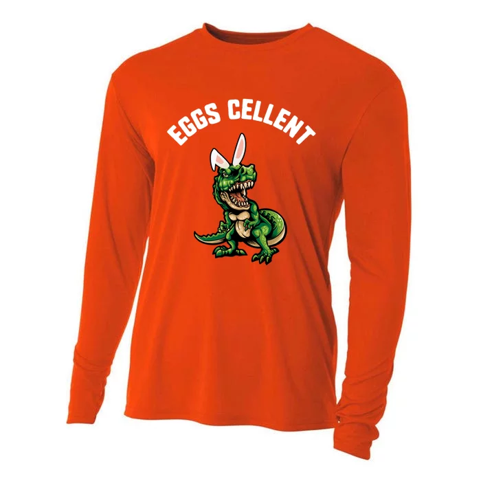 Easter Eggs Cellent Trex Dinosaur Bunny Ears Gift Cooling Performance Long Sleeve Crew