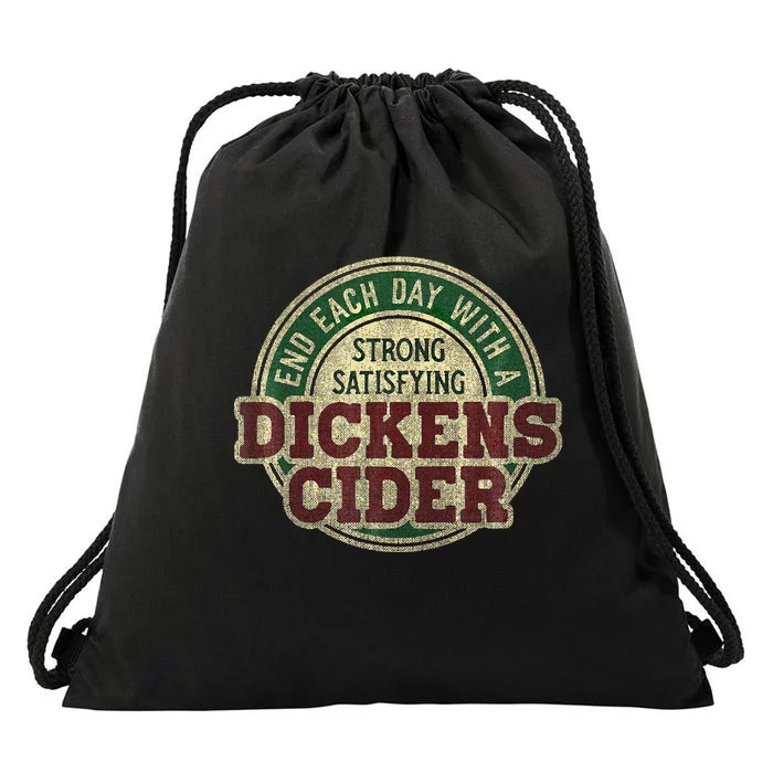 End Each Day With A Strong Satisfying Dickens Cider Drawstring Bag