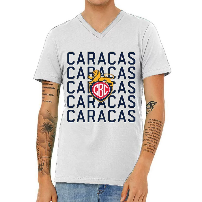 El Emblema De Los Leones Del Caracas Orgullo Caraquista V-Neck T-Shirt