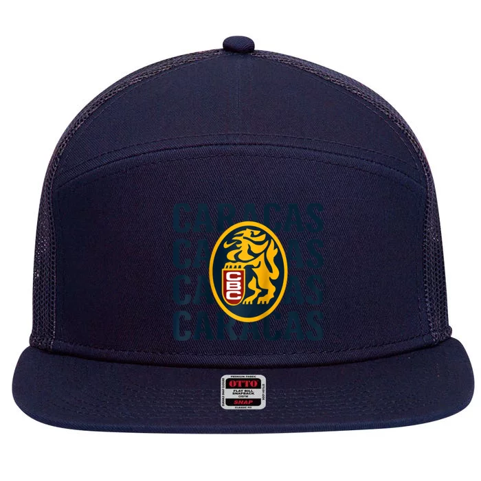 El Emblema De Los Leones Del Caracas Orgullo Caraquista 7 Panel Mesh Trucker Snapback Hat