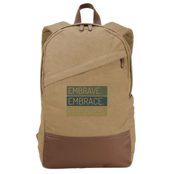 Embrave Embrace Empower Quote Cotton Canvas Backpack