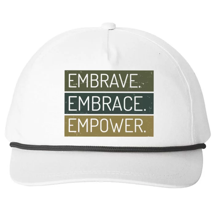 Embrave Embrace Empower Quote Snapback Five-Panel Rope Hat