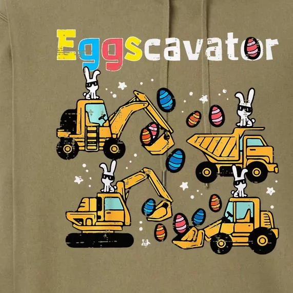 Eggscavator Easter Egg Hunt Construction Trucks Premium Hoodie