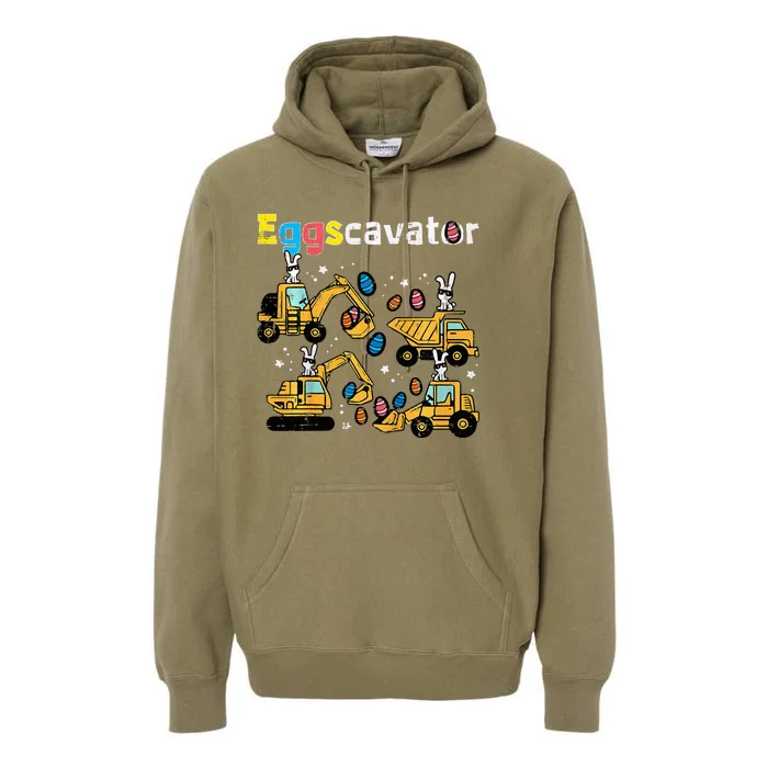 Eggscavator Easter Egg Hunt Construction Trucks Premium Hoodie