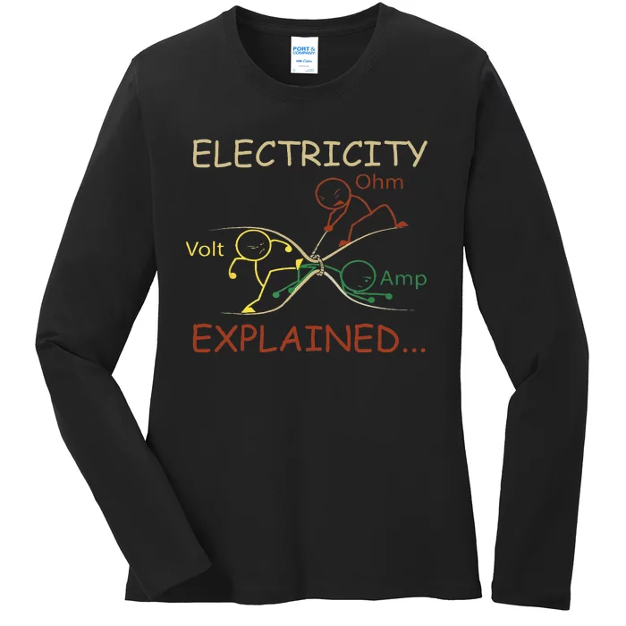 Electricity Explained Electrical Engineer Teacher School Ladies Long Sleeve Shirt