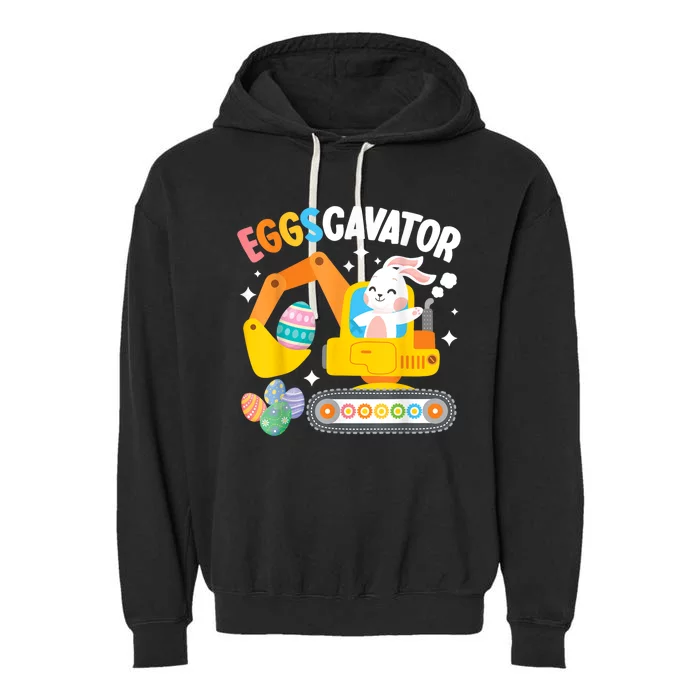 Eggscavator Easter Egg Hunt Construction Truck Garment-Dyed Fleece Hoodie