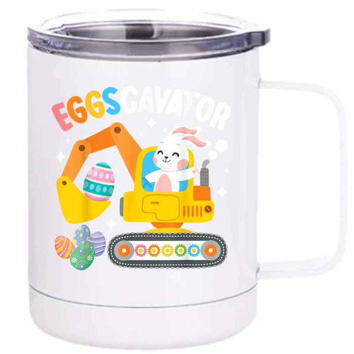 Eggscavator Easter Egg Hunt Construction Truck Front & Back 12oz Stainless Steel Tumbler Cup