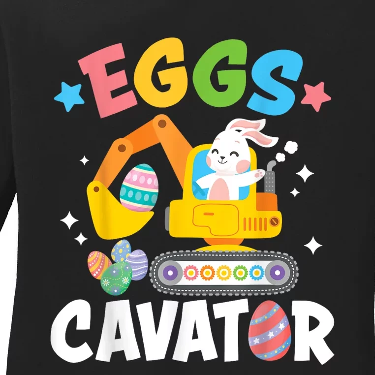 Eggscavator Easter Egg Hunt Construction Truck Ladies Long Sleeve Shirt