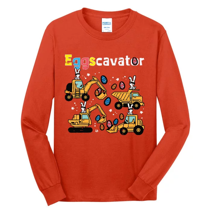 Eggscavator Easter Egg Hunt Construction Trucks Tall Long Sleeve T-Shirt