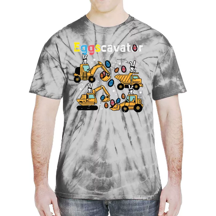 Eggscavator Easter Egg Hunt Construction Trucks Tie-Dye T-Shirt