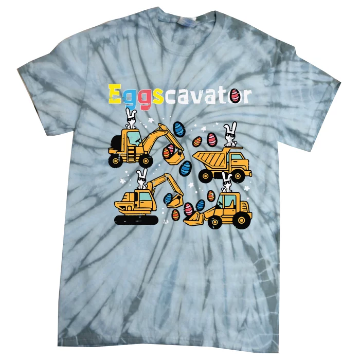 Eggscavator Easter Egg Hunt Construction Trucks Tie-Dye T-Shirt