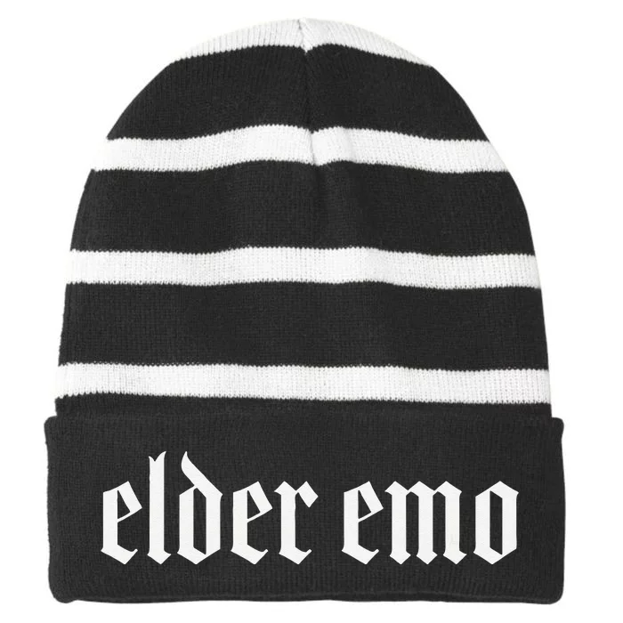 Elder Emo Striped Beanie with Solid Band