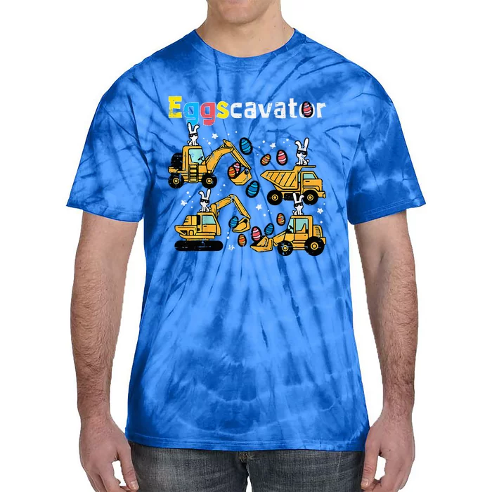 Eggscavator Easter Egg Hunt Construction Trucks Tie-Dye T-Shirt