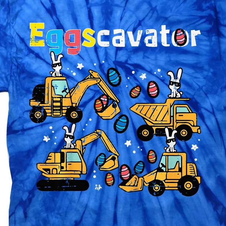 Eggscavator Easter Egg Hunt Construction Trucks Tie-Dye T-Shirt