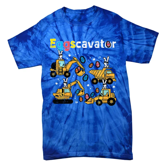 Eggscavator Easter Egg Hunt Construction Trucks Tie-Dye T-Shirt