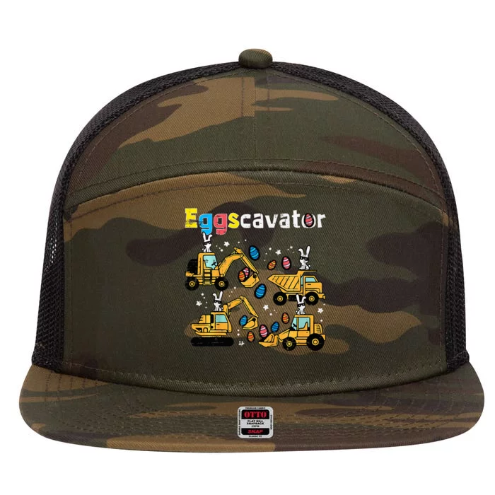 Eggscavator Easter Egg Hunt Construction Trucks 7 Panel Mesh Trucker Snapback Hat