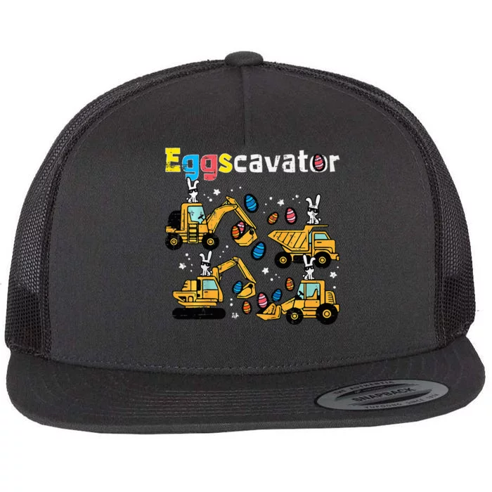 Eggscavator Easter Egg Hunt Construction Trucks Flat Bill Trucker Hat