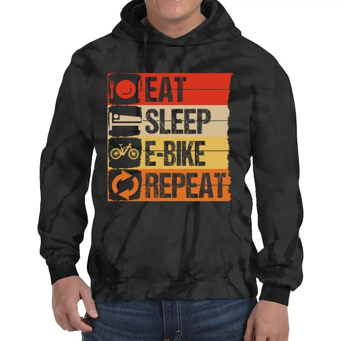 Ebike Enthusiast Eat Sleep Ebike Repeat Tie Dye Hoodie