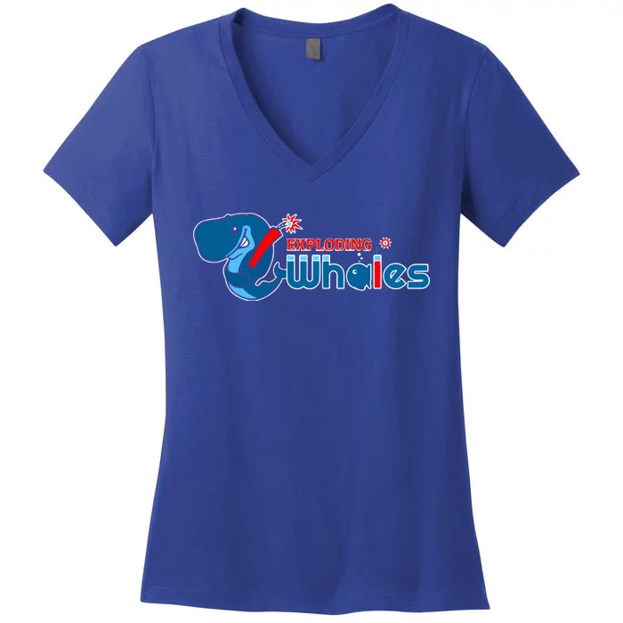 Eugene Emeralds Exploding Whales Women's V-Neck T-Shirt