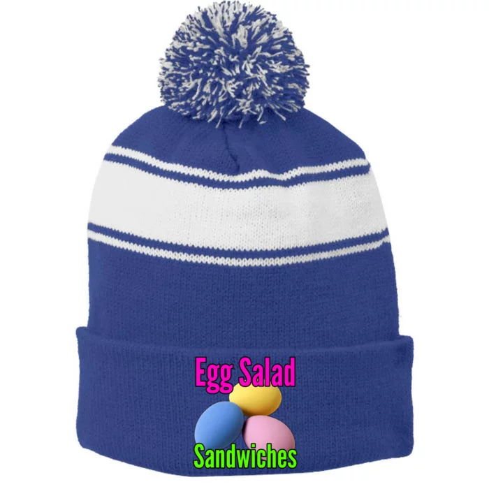 Easter Eggs Egg Salad Sandwiches Moms Funny Easter Cooking Cute Gift Stripe Pom Pom Beanie