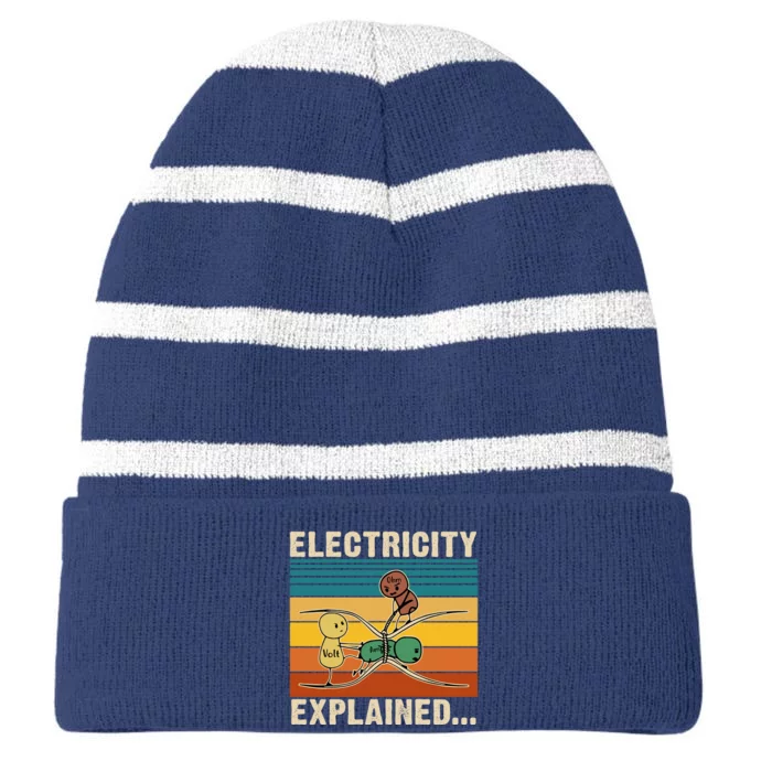 Electricity Explained Striped Beanie with Solid Band