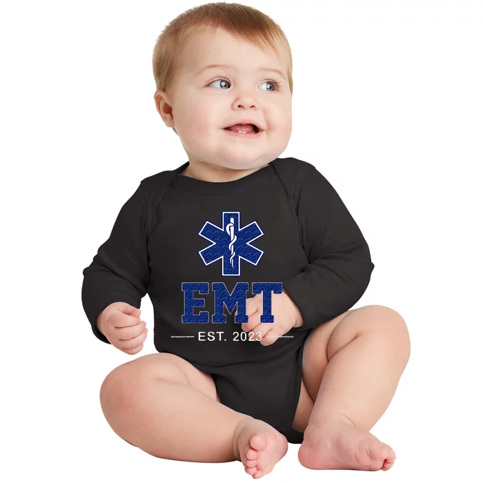 EMT Established Est 23 EMS Paramedic Medic Graduation Baby Long Sleeve Bodysuit