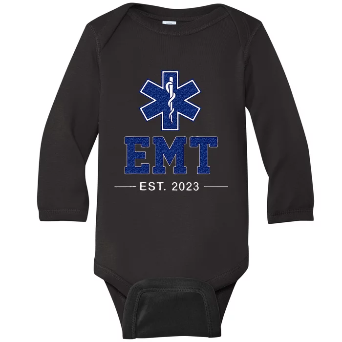 EMT Established Est 23 EMS Paramedic Medic Graduation Baby Long Sleeve Bodysuit