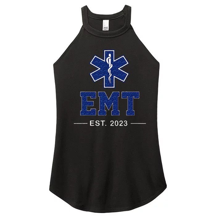 EMT Established Est 23 EMS Paramedic Medic Graduation Women’s Perfect Tri Rocker Tank