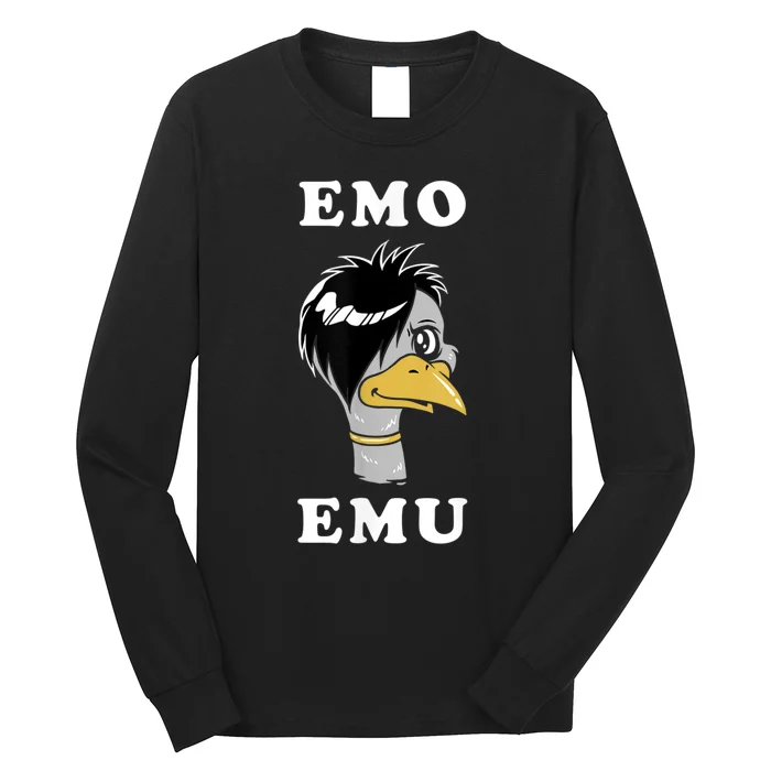 Emo Emu Funny Metal Goth Emu Bird Long Sleeve Shirt