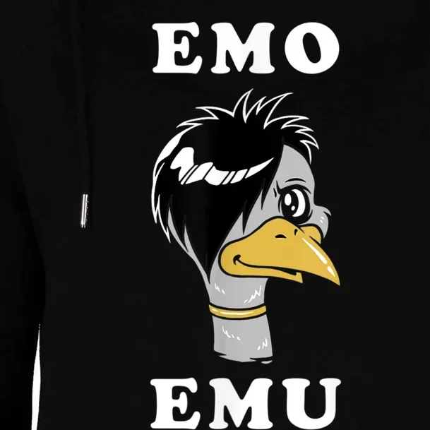 Emo Emu Funny Metal Goth Emu Bird Womens Funnel Neck Pullover Hood