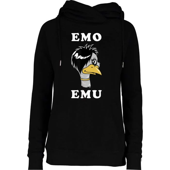 Emo Emu Funny Metal Goth Emu Bird Womens Funnel Neck Pullover Hood