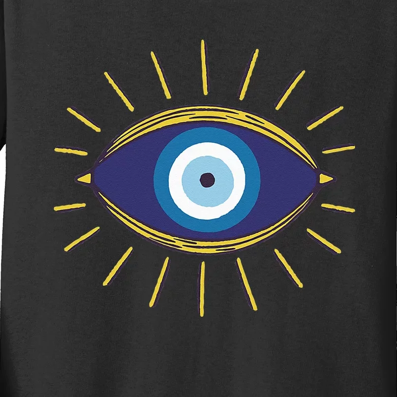 Evil Eyes Fatima Hamsa Symbol All Seeing Eye Kids Long Sleeve Shirt