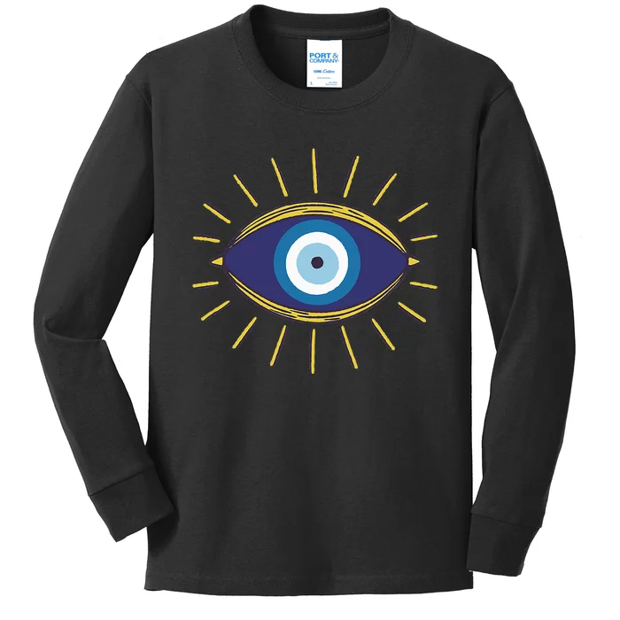 Evil Eyes Fatima Hamsa Symbol All Seeing Eye Kids Long Sleeve Shirt