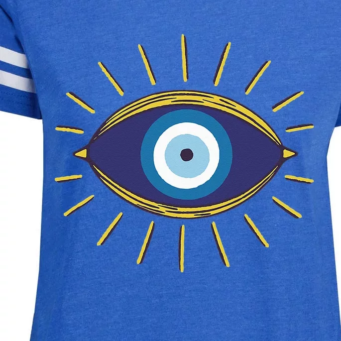 Evil Eyes Fatima Hamsa Symbol All Seeing Eye Enza Ladies Jersey Football T-Shirt