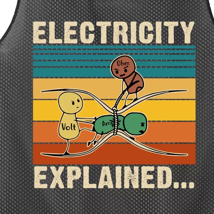 Electricity Explained Funny Gift Mesh Reversible Basketball Jersey Tank