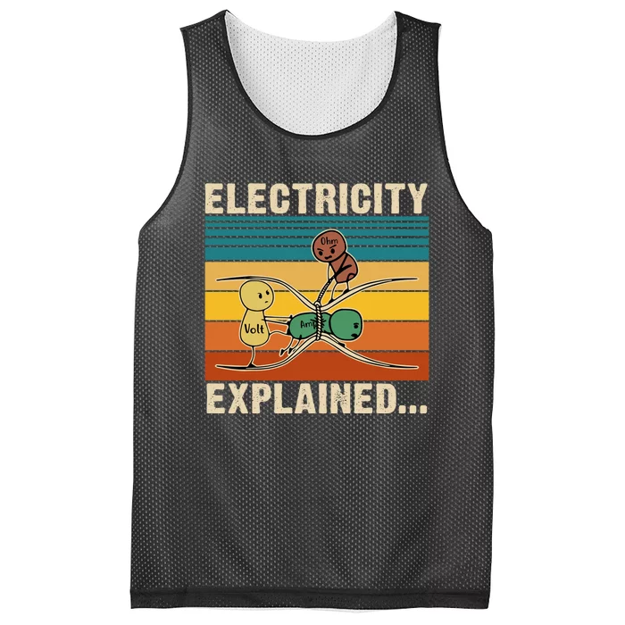 Electricity Explained Funny Gift Mesh Reversible Basketball Jersey Tank