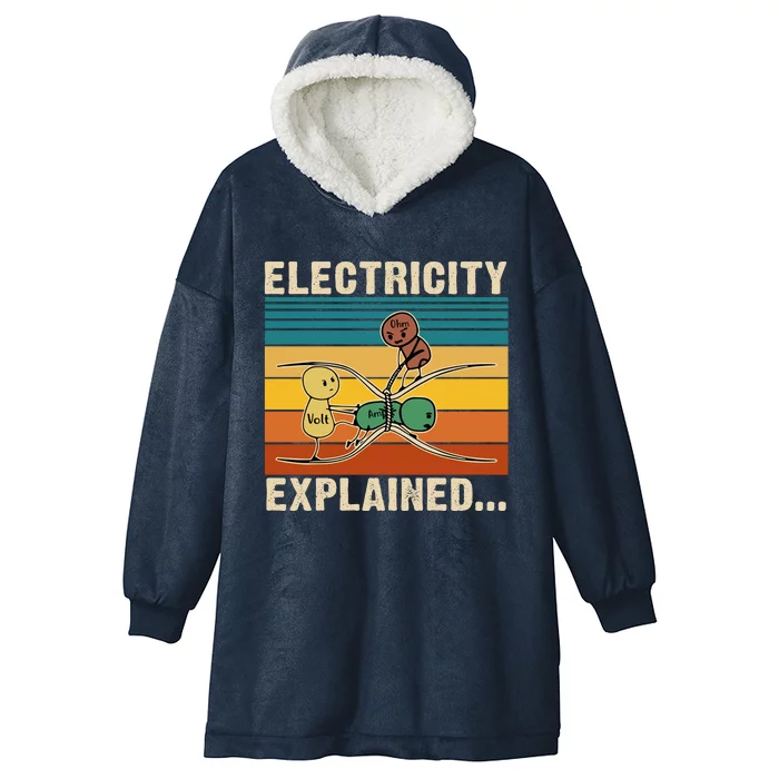 Electricity Explained Funny Gift Hooded Wearable Blanket