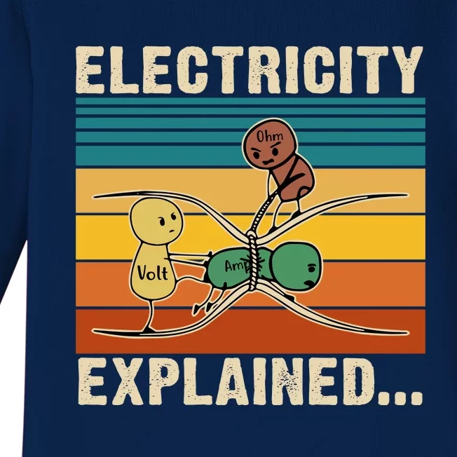 Electricity Explained Funny Gift Baby Long Sleeve Bodysuit