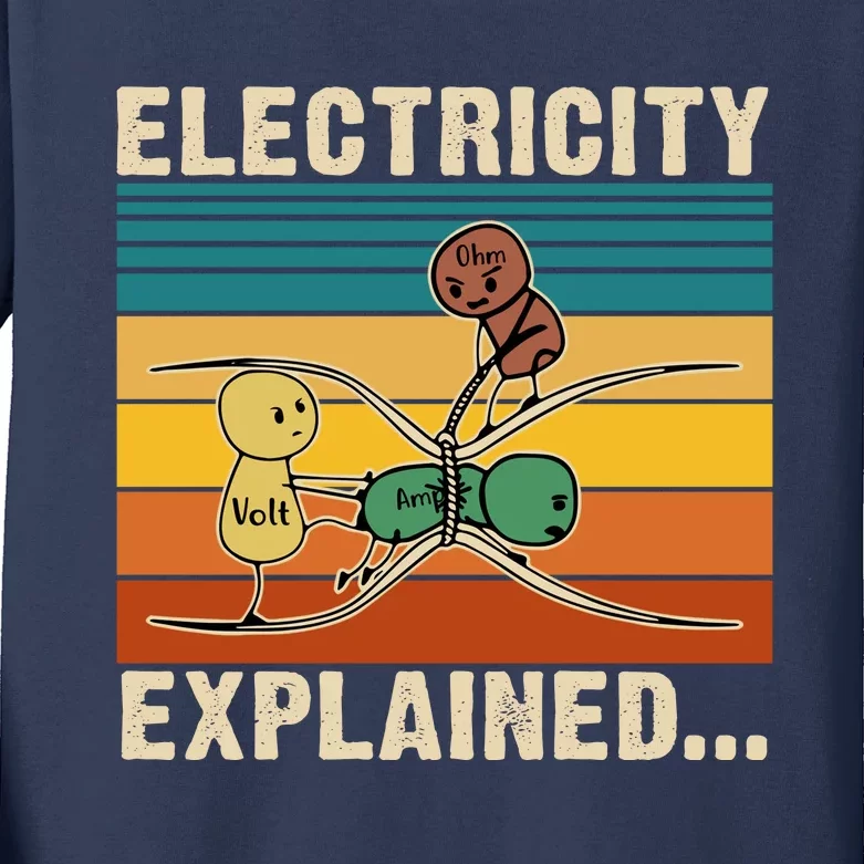 Electricity Explained Funny Gift Kids Long Sleeve Shirt