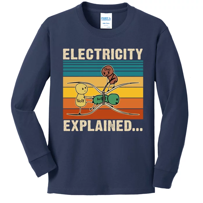 Electricity Explained Funny Gift Kids Long Sleeve Shirt