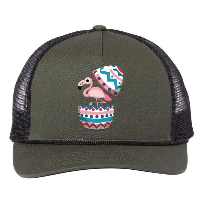 Easter Egg Flamingo Gift Happy Easter Cute Colorful Easter Egg Great Gift Retro Rope Trucker Hat Cap