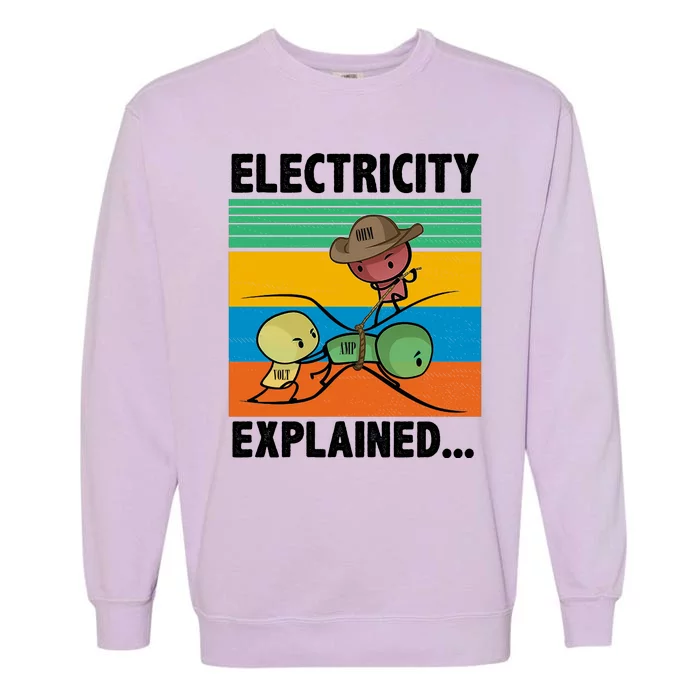 Electricity Explained Funny Garment-Dyed Sweatshirt