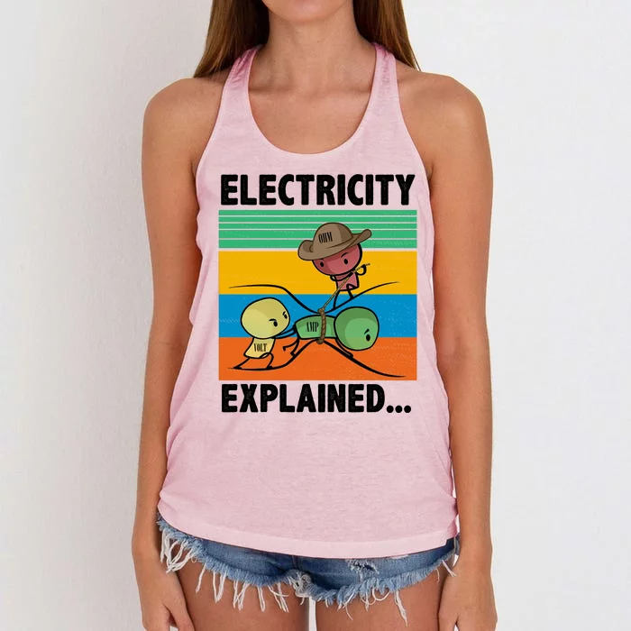 Electricity Explained Funny Women's Knotted Racerback Tank